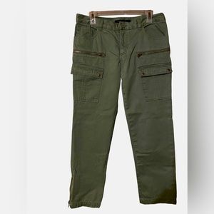 Marc Jacobs Womens Size 10 Zip Ankle Moto Cargo Style Pants Green Zipper Pockets